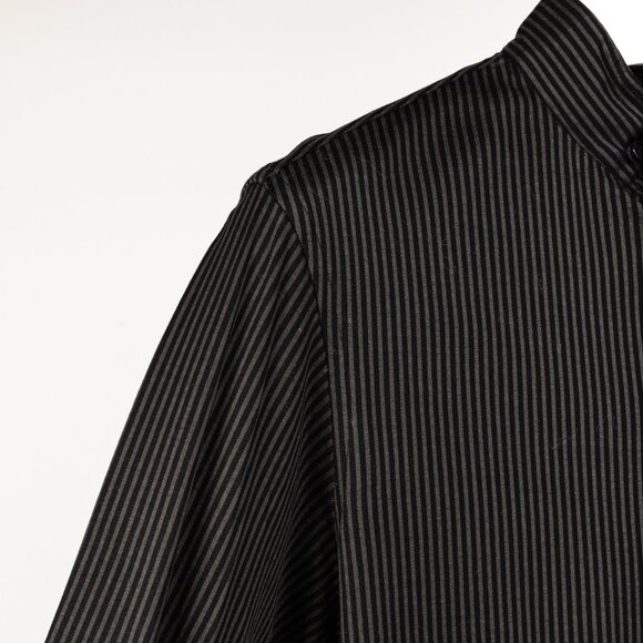 Armani Collezioni Grey and Black Striped Jersey Button-Up Shirt - Picture 4 of 10